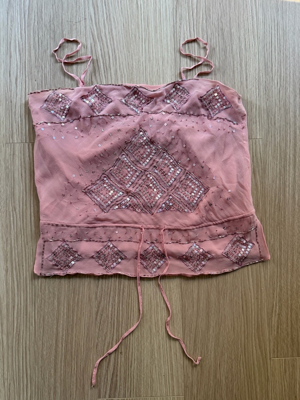 Vintage Y2K Pink Beaded Cami Top Designers at Debenhams